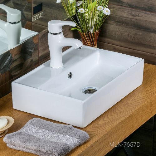 Раковина из сантехнического фарфора Melana 7657D-805 50х40 накладная цвет белый 1 отверстие под смеситель