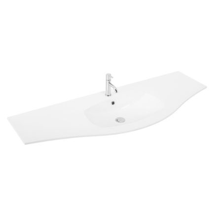 Раковина из искусственного камня Cezares 50155 140х50 подвесная цвет белый 1 отверстие под смеситель