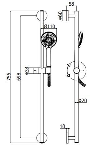 Душевой гарнитур Paffoni Ginevra ZSAL146NO настенный черный - фото 3