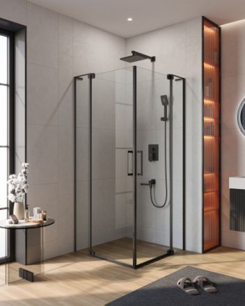 Душевой уголок Cezares SLIDER SLIDER-AH-2-90/100-100/110-C-NERO 100х90 стекло прозрачное профиль черный без поддона