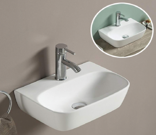 Раковина из сантехнического фаянса CeramaLux 78401 40х30 подвесная цвет белый 1 отверстие под смеситель