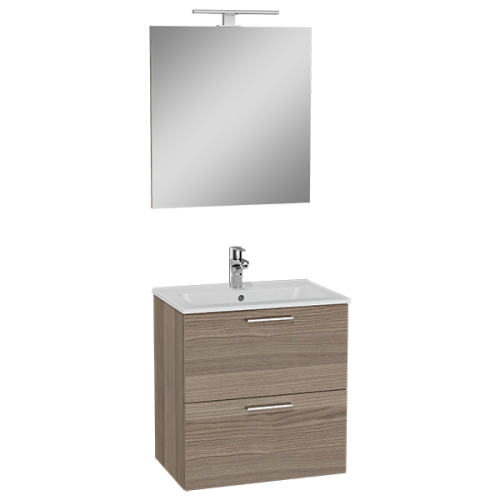 Комплект мебели: тумба с раковиной + зеркало Vitra Mia 75103 60х40 подвесной цвет коричневый