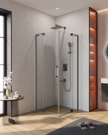 Душевой уголок Cezares SLIDER SLIDER-A-2-70/80-C-GM 70х70 стекло прозрачное профиль оружейная сталь без поддона