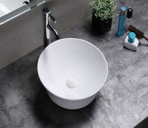 Раковина из сантехнического фаянса CeramaLux 9381 40х40 накладная цвет белый без отверстий под смеситель