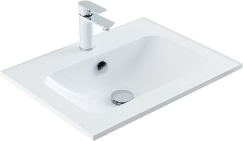 Раковина из искусственного камня Aquanet Арт 00306390 60х50 полувстраиваемая цвет белый 1 отверстие под смеситель