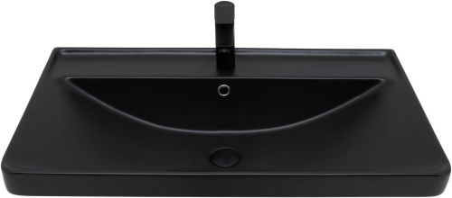Раковина керамическая Aquanet Ирис 00329249 81х48 полувстраиваемая цвет черный 1 отверстие под смеситель