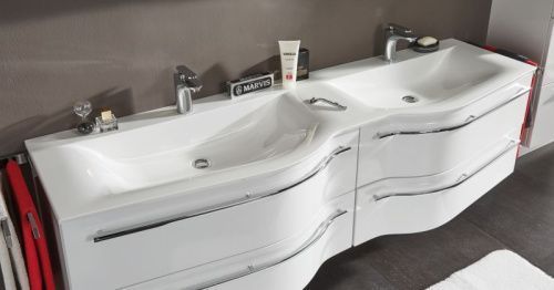 Раковина из искусственного камня Puris Swing WMM528D21 180х50 накладная цвет белый 2 отверстия под смеситель