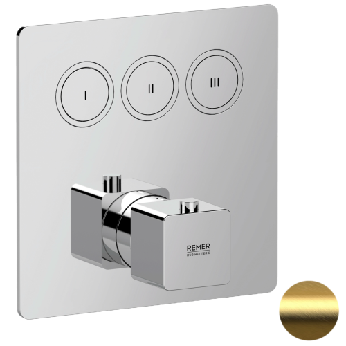 Смеситель для душа Remer Absolute AU99D3KBBG встраиваемый в стену золото с термостатом