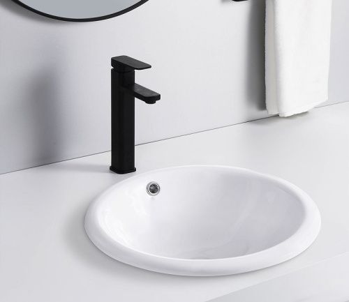 Раковина из сантехнического фаянса CeramaLux 1203 50х40 встраиваемая цвет белый без отверстий под смеситель