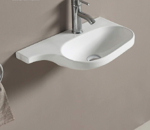 Раковина из сантехнического фаянса CeramaLux 78365 50х30 подвесная цвет белый 1 отверстие под смеситель