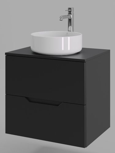 Тумба с раковиной Orange Line Li-60TubMDF+B09-360W 60х50 подвесная цвет черный