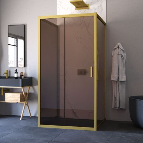 Душевой уголок Vegas-Glass ZP-U TUR+NOVO ZP-U NOVO h2000 120*100 03 05 120х100 стекло тонированное профиль золото без поддона