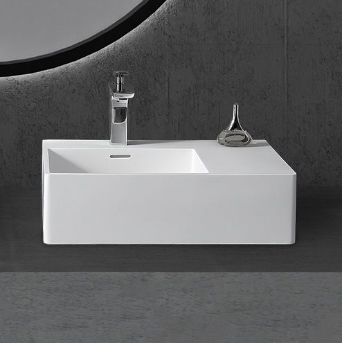 Раковина из искусственного камня Abber STEIN AS2644 L 60х40 подвесная цвет белый без отверстий под смеситель