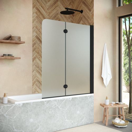 Душевая шторка на ванну Vegas-Glass E2V+E2V NOVO E2V NOVO 120 02М 10 R 120х140 стекло матовое профиль черный ориентация правая