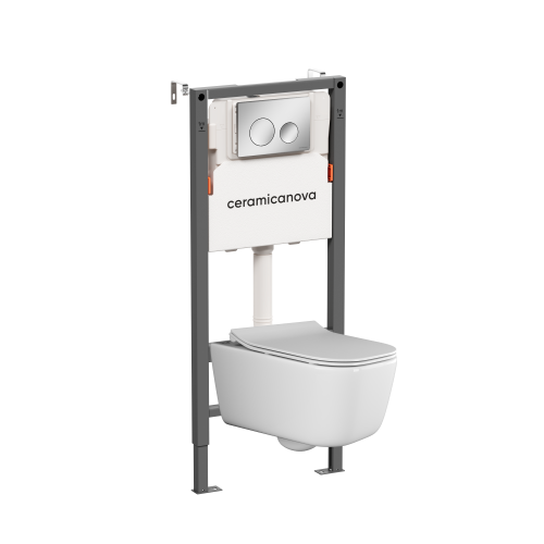 Инсталляция с кнопкой + унитаз Ceramica Nova Balance/New day CN3005_121001CH