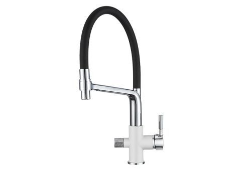 Смеситель для кухни Granula 0075, АРКТИК на мойку белый