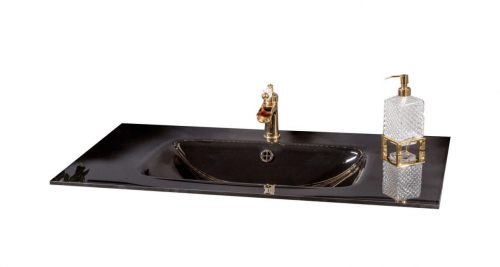 Раковина стеклянная Armadi Art NeoArt 852-110-B 110х50 полувстраиваемая цвет серый 1 отверстие под смеситель