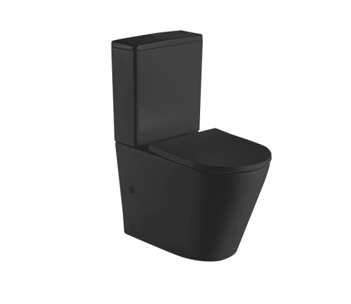 Унитаз напольный с бачком CeramaLux 2179MB черный с сиденьем микролифт безободковый каскадный смыв