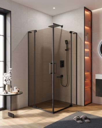 Душевой уголок Cezares SLIDER SLIDER-A-2-100/110-BR-NERO 100х100 стекло тонированное профиль черный без поддона