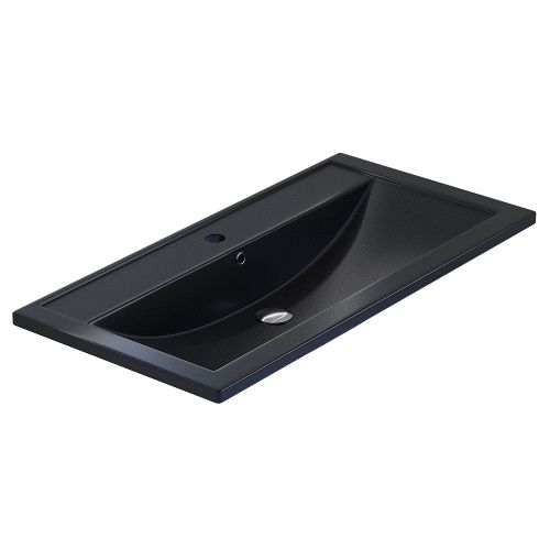 Раковина из искусственного камня Uperwood Foster Quartz 291030043 90х50 полувстраиваемая цвет черный