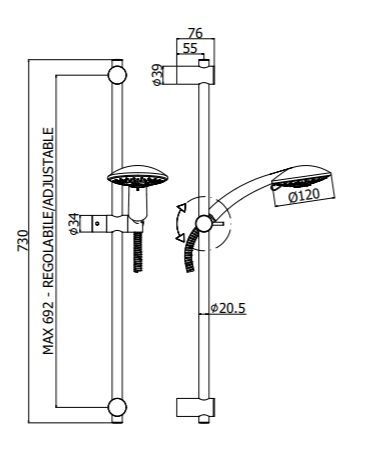 Душевой гарнитур Paffoni Prestige ZSAL118CR настенный хром - фото 2