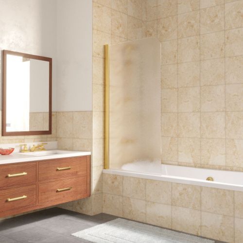 Душевая шторка на ванну Vegas-Glass EV LUX EV LUX 60 09 02 L 60х150 стекло рифленое профиль золото ориентация левая