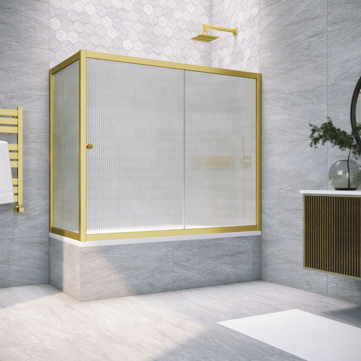 Душевая шторка на ванну Vegas-Glass ZV+ZVF TUR+NOVO ZV+ZVF NOVO 190*90 03 Moru 190х140 стекло рифленое профиль золото ориентация универсальная