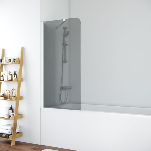 Душевая шторка на ванну Vegas-Glass EV+EV NOVO ST EV ST NOVO 76 01 07 75х140 стекло тонированное профиль белый ориентация универсальная