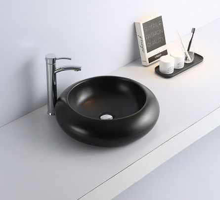 Раковина из сантехнического фаянса CeramaLux 7031AMB 50х50 накладная цвет черный без отверстий под смеситель