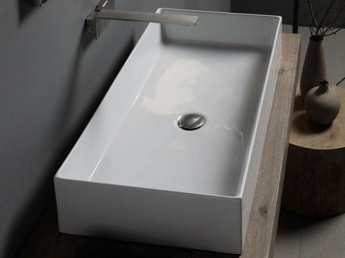 Раковина керамическая Scarabeo Teorema 2.0 5102 80х40 накладная цвет белый без отверстий под смеситель