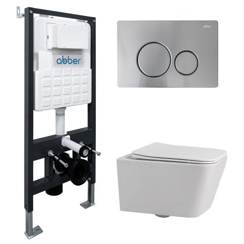 Комплект сантехническая инсталляция с клавишей смыва Abber Rechteck AC1201-AC0105-AC0121MCH