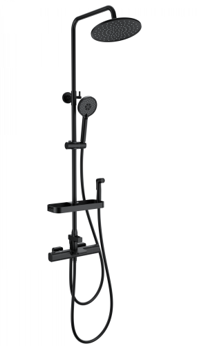 Душевая стойка Wonzon & Woghand WW-C3017-A-MB настенная цвет черный с термостатом