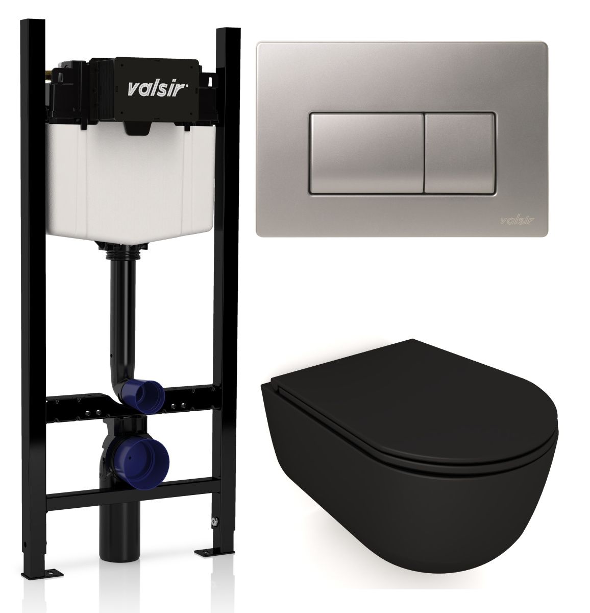 Комплект унитаз с инсталляцией и клавишей смыва Valsir KIT VSCrM 7334NEMT Slim P1