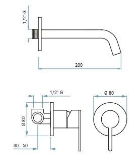 Смеситель для раковины Emmevi Filobrass 85155/CR встраиваемый в стену хром - фото 2