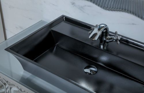 Раковина из искусственного камня Armadi Art NeoArt 802 70х50 накладная цвет черный 1 отверстие под смеситель