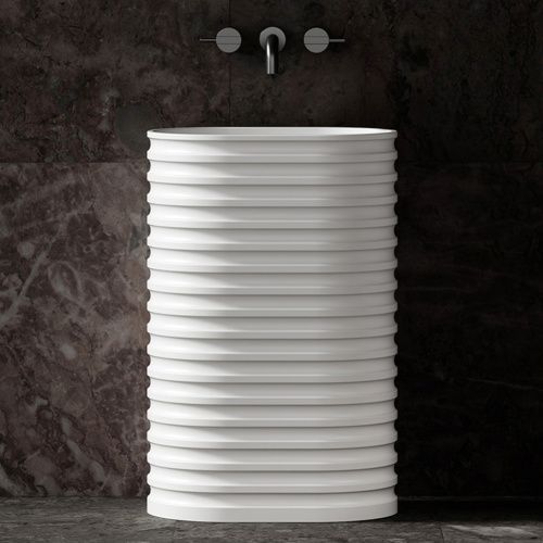 Раковина из искусственного камня Abber STEIN AS2550-H 60х40 напольная цвет белый без отверстий под смеситель