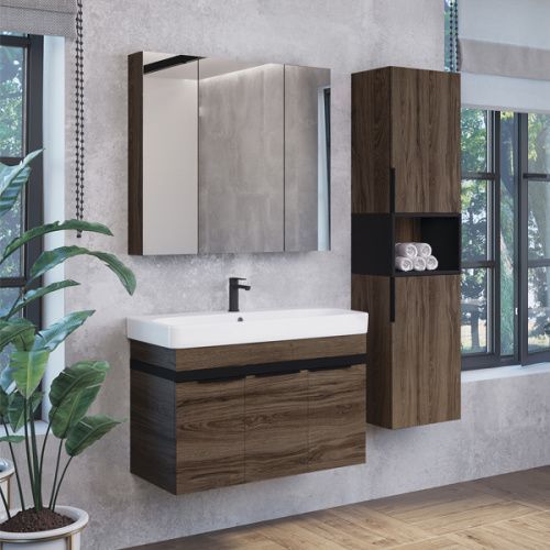 Тумба с раковиной Comforty Соло 00-00010979CF 90х50 подвесная цвет коричневый