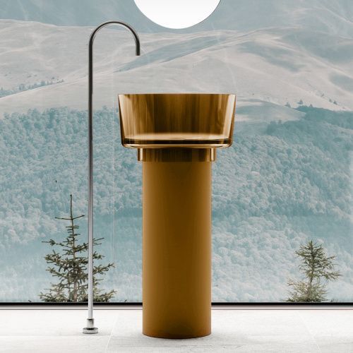 Раковина из полиэфирной смолы Abber KRISTALL AT2702Vesuvian-H 50х50 напольная цвет зеленый без отверстий под смеситель