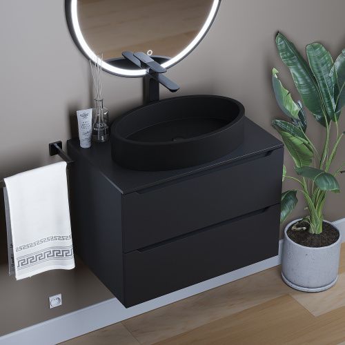 Раковина из искусственного камня Uperwood Rome 291020323 60х40 накладная цвет черный