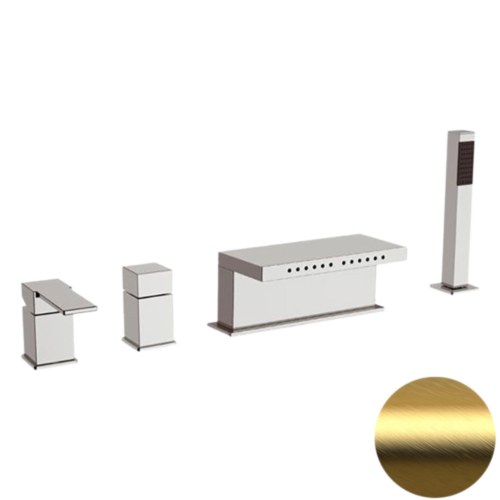 Смеситель Remer Qubika Q06BG на борт ванны золото