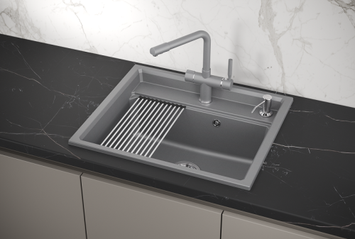 Кухонная мойка Granula Kitchen Space 6003, АЛЮМИНИУМ 60х50 цвет серый поверхность матовая