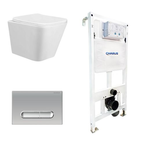 Сет унитаз AM25010+Система инсталляции для унитаза, GROHE Rapid SL, комплект 3 в 1, монтажная высота 1.13 м, (38772001)