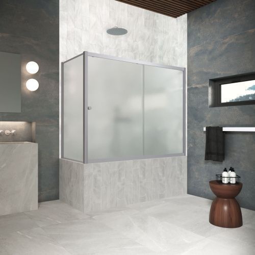 Душевая шторка на ванну Vegas-Glass ZV+ZVF Protec ZV+ZVF Protec 180*90 07 10 180х140 стекло матовое профиль хром ориентация универсальная