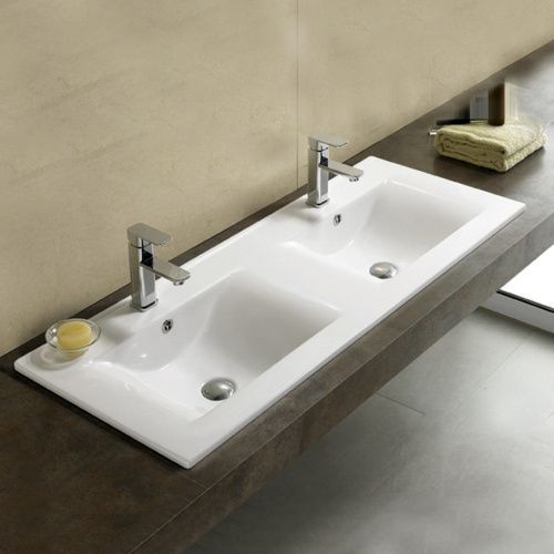 Раковина из сантехнического фарфора Melana 2120XX-805 120х50 встраиваемая цвет белый 1 отверстие под смеситель