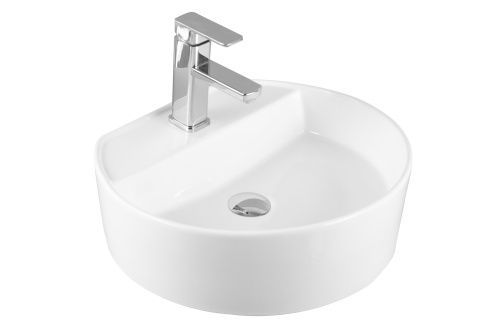 Раковина из сантехнического фарфора Milleau GLACE MU7055-GW 50х40 накладная цвет белый без отверстий под смеситель