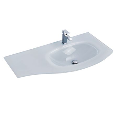 Раковина стеклянная Cezares 82408 100х50 подвесная цвет белый 1 отверстие под смеситель