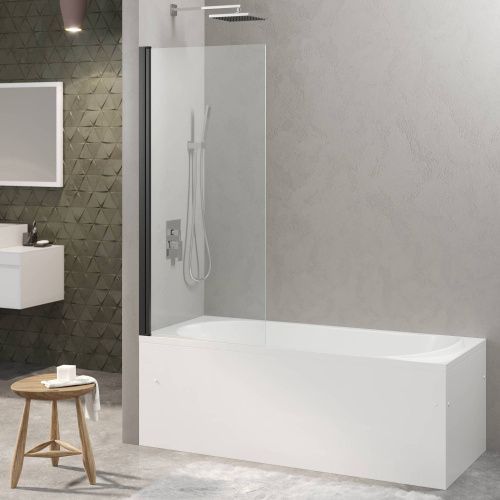 Душевая шторка на ванну Berges RIVER 065013 90х145 стекло прозрачное профиль черный ориентация универсальная