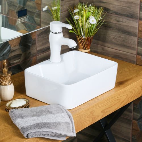 Раковина из сантехнического фарфора Melana 7291X-805 40х30 накладная цвет белый 1 отверстие под смеситель