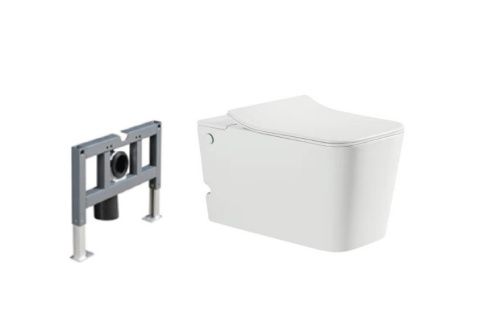 Унитаз подвесной SantiLine SL-5032 цвет белый с сиденьем микролифт безободковый смыв воронка-водоворот