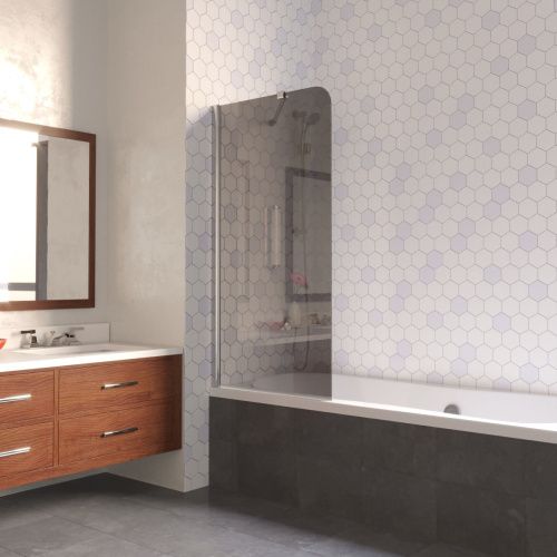 Душевая шторка на ванну Vegas-Glass EV LUX ST EV LUX ST 76 08 07 L 75х150 стекло тонированное профиль хром ориентация левая